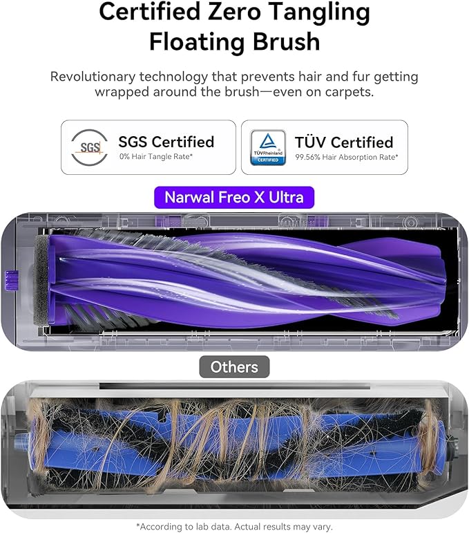 NARWAL Freo X Ultra Robot Vacuum and Mop Combo, 8200Pa Robot Mop & Vacuum, Auto MopDrying/Washing, Self-Empty, Zero-Tangling,DirtSenserm, Maintenance-Free Base Station, Self-Contained Dust Processing