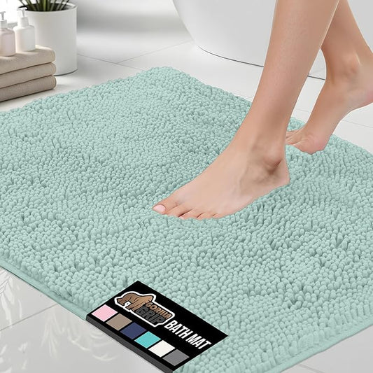 GORILLA GRIP Bath Rug Mat 60x24, Soft Absorbent Chenille, Quick Dry Microfiber Mats, Rubber Backing Washable Shower Floor Rugs, Bathmat Runner, US Designed Bathroom Home Decor Accessories Seablue