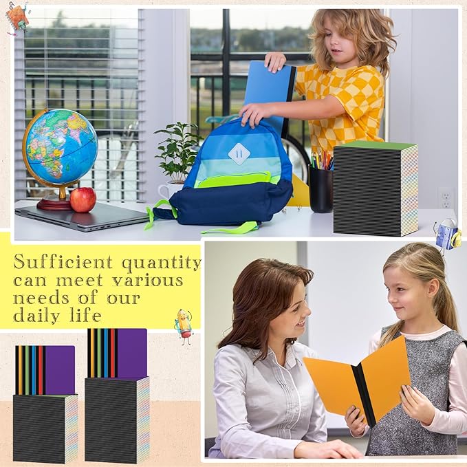 Handepo 100 Pack Composition Notebooks A5/A6 Ruled Lined Composition Kraft Notebooks Bulk Soft Cover Journals Travel Diary Memo for Students Classroom Office Supplies(A5,Stylish Color)