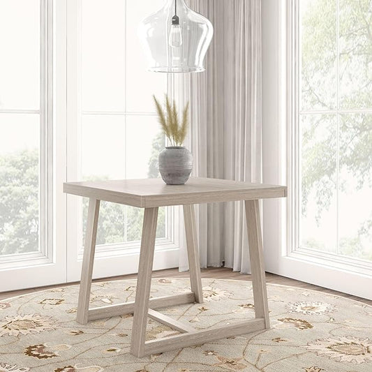 Plank+Beam Counter Height Dining Table, 41 Inch Solid Wood Kitchen Table, Farmhouse Dinette Table for 4, Compact Counter Table, Seashell Wirebrush