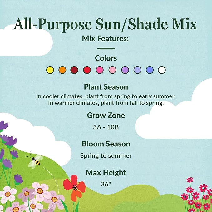 Ferry-Morse All Purpose Sun-Shade Mix Bulk Wildflower Seeds, 1lb