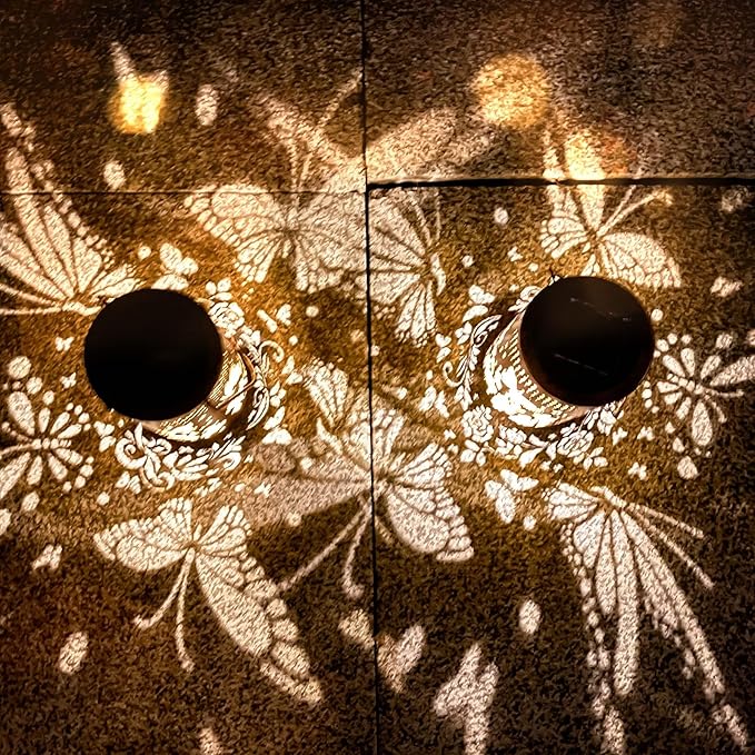 Christmas Gifts for Women, 2 Pack Butterfly Birthday Gifts for Women Mom Grandma Solar Lanterns Outdoor Waterproof Garden Decor Hanging LED Decorative Light for Patio Yard Lawn Gardening Gifts