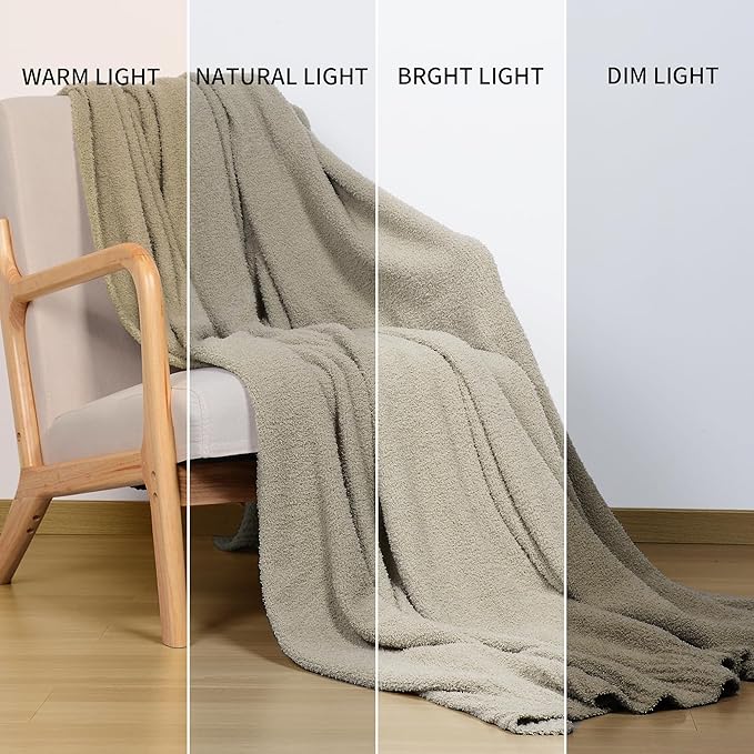 JOOJA Taupe Warm Queen Size Fuzzy Knitted Blanket, Oversized Luxury Bed Blankets Soft Lightweight Plush Throw for Cozy Nights (Taupe, 90x90)