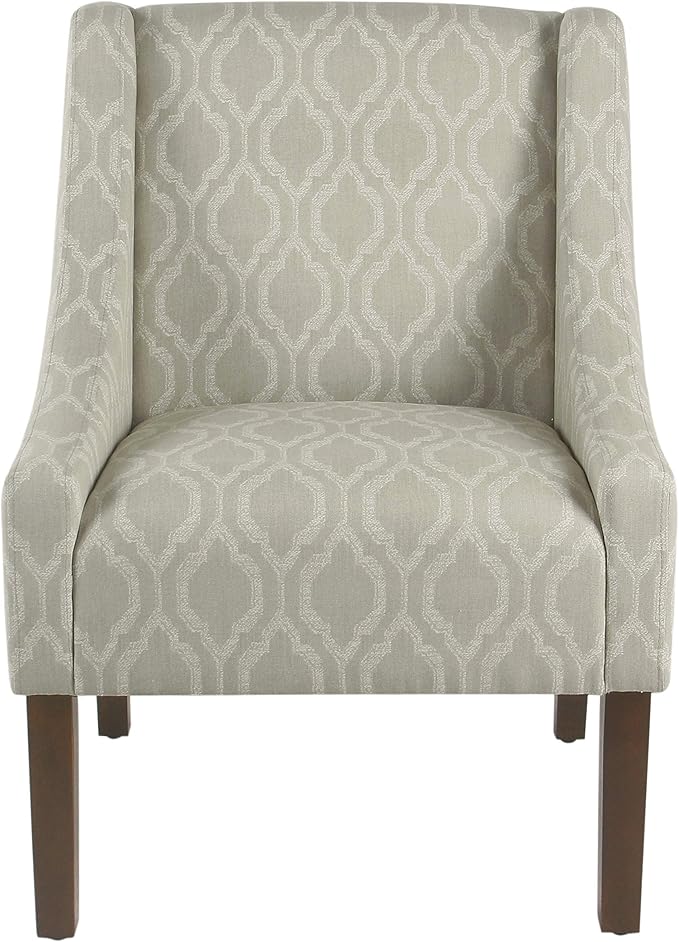 Homepop Home Decor | Upholstered Classic Swoop Arm Accent Chair | Accent Chairs for Living Room & Bedroom | Decorative Home Furniture,Tan Geometric