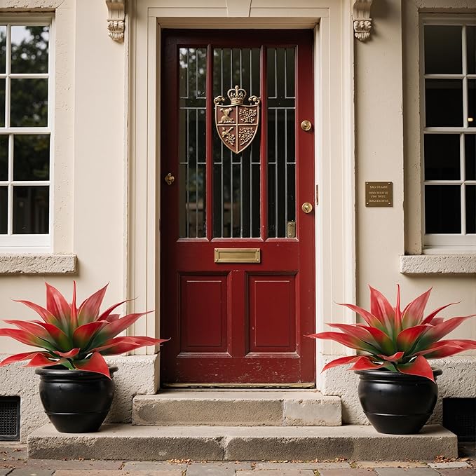 Artificial Agave Faux Agave Fake Greenery 18In Outdoor Artificial Plant Fake Plant for Indoor Home Decoration Plastic Plant Outdoor Decoration Front Porch Decor Simulation Plants 2Pack（Red）