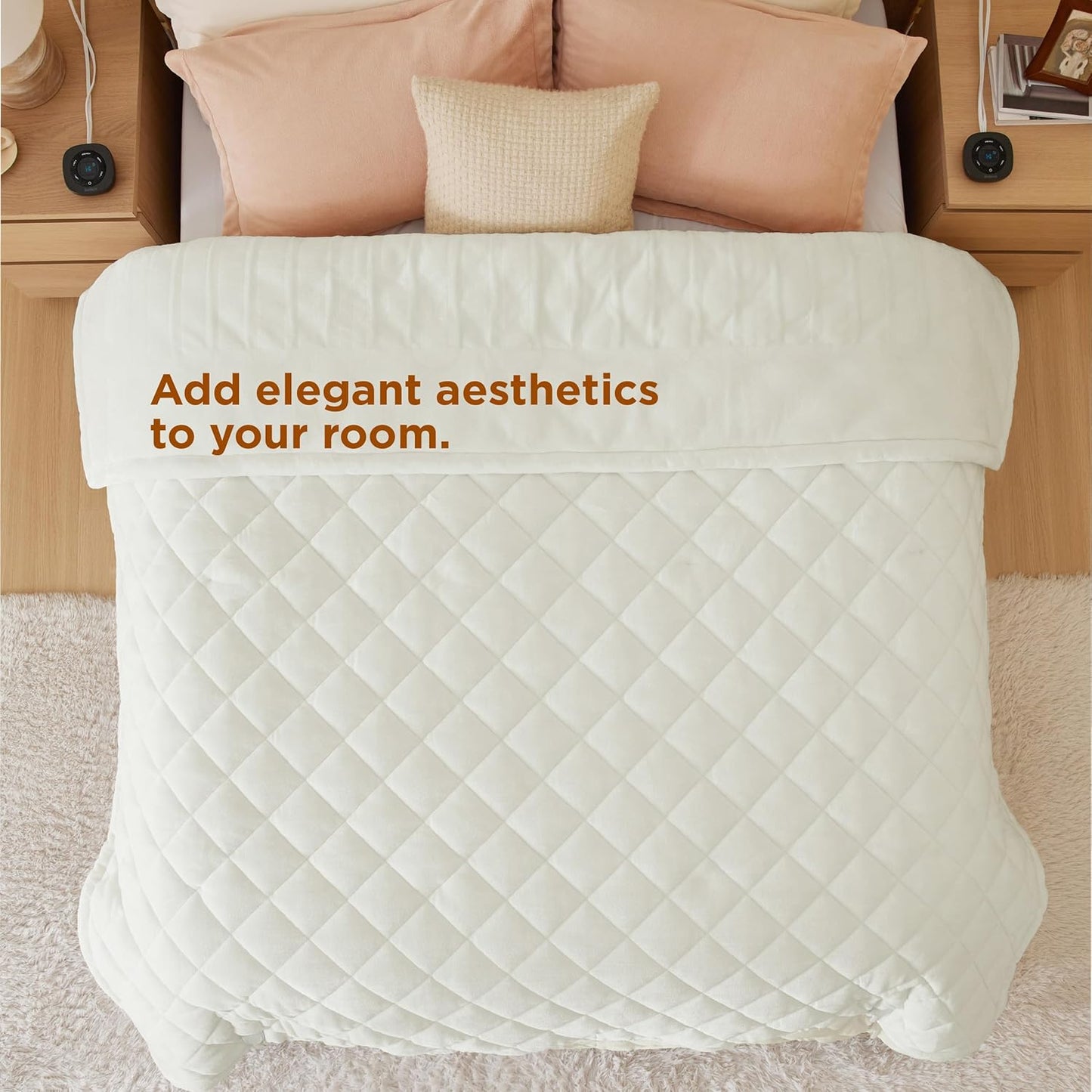 Bedsure Electric Blanket King Size - Dual Control Heated Weighted Blanket King with 10 Heat Settings, Fast Heating with 10 Time Settings (100x90 inches, Ivory)