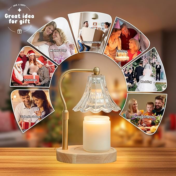 Candle Warmer Lamp with Timer Dimmer, Adjustable Height, Vintage Candle Melter, Modern Home Decor Gift, Birthday Gifts for Women Mom,House Warming Gifts Home Decor, Scented Wax Jar Candles