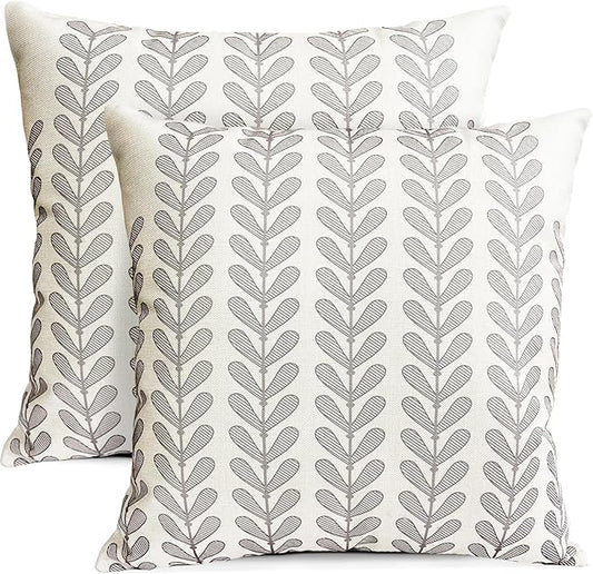 Decorative Throw Pillow Covers Set of 2 Light Gray Pillow Covers 18x18 Inch Throw Pillow Cover Linen Pillowcase Modern Boho Farmhouse Outdoor Pillow Covers for Couch Sofa Bed Living Room