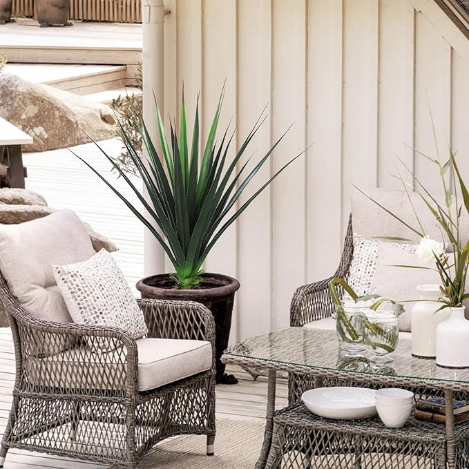 Veryhome 3FT Agave Plant Artificial Succulents 35 Inch Large Fake Outdoor Plants UV Resistant Faux Greenery for Indoor Home Office Floor Front Porch Decor