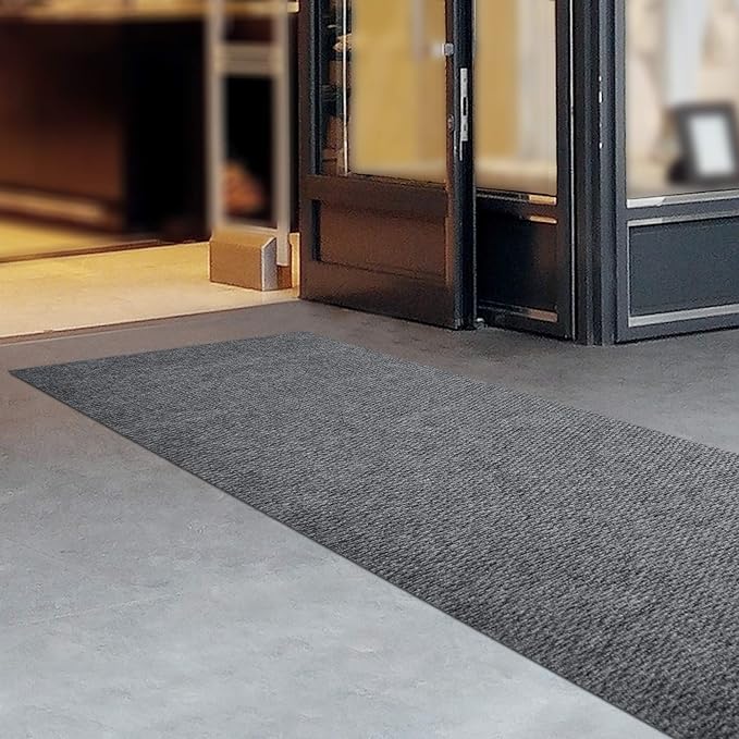 iCustomRug Spartan Weather Warrior Indoor/Outdoor Utility Berber Loop Carpet Runner with Non-Slip Thermoplastic Rubber Backing, 3ft X 4ft in Grey