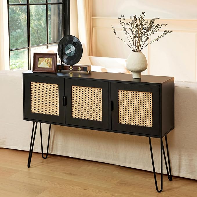 Netstar Entryway Table, Sofa Table, Console Tables for Entryway, Behind Couch Sofa Narrow Long, Foyer Tables w/Storage Drawers for Entry Way Hallway Living Room, Wood Boho Farmhouse, Black