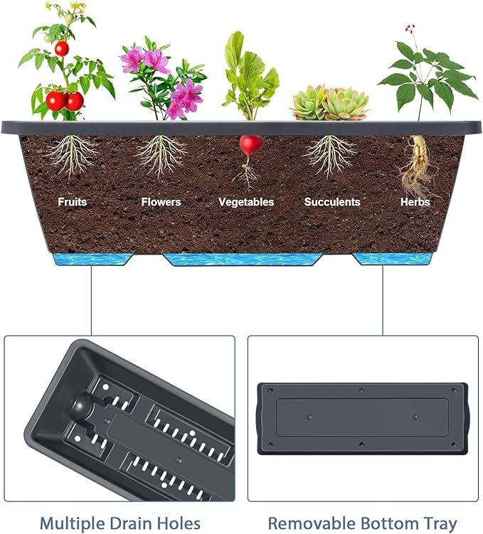 4 Tier Vertical Garden Planter Herb Garden Planter Outdoor Planters for Outdoor Plants Standing Vertical Raised Garden Bed Tiered Garden Vegetable Planter with Drainage Holes (Grey)