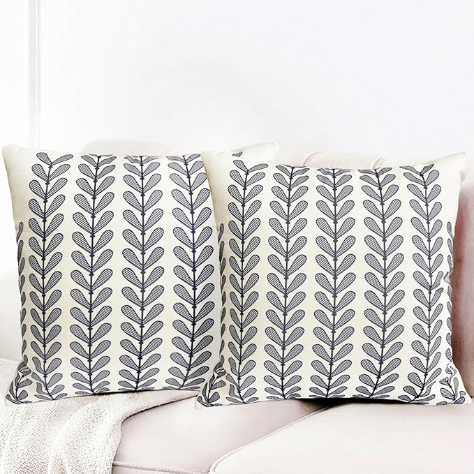 Decorative Throw Pillow Covers Set of 2 Blue Pillow Covers 20x20 Inch Throw Pillow Cover Linen Pillowcase Modern Boho Farmhouse Outdoor Pillow Covers for Couch Sofa Bed Living Room