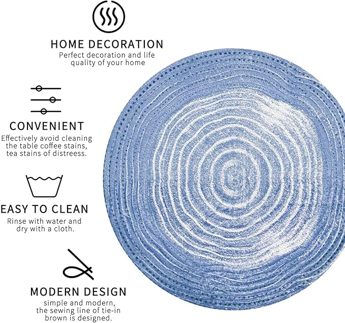 Blue Watercolor Ceramics Coasters Set of 6 Coasters for Drinks Absorbent Double-Sided Leather PVC Coaster for Tabletop Protection Coffee Table Decor Ideal for Home Decor House Warming Gifts