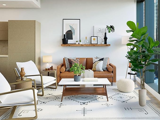 Cypress & Alabaster Handmade 7ft Oversized Fiddle Leaf Fig Ficus Lyrata Artificial Tree with Ethically Sourced Real Wood Trunks, Hypoallergenic, 7-Foot, Green