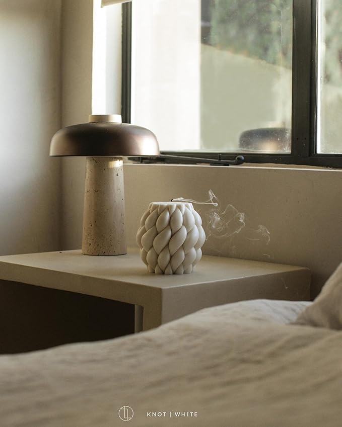 LAWA Knot Ball Candle - Large Beautiful Handmade Pillar Scented Soy Wax Elegant Bubble Aesthetic Candle Housewarming Gift Home Room Shelf Decor Idea White