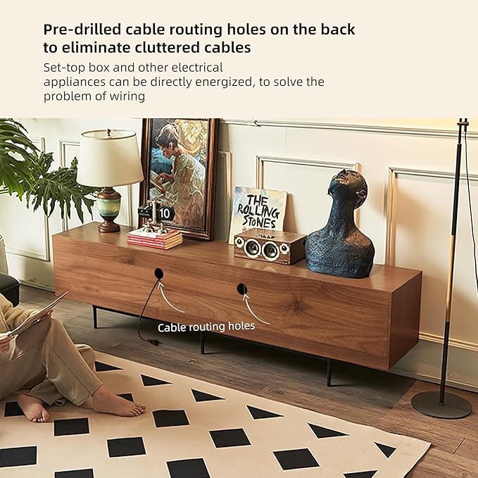 94.48" Mid Century Modern TV Stand for TVs up to 70"-90",Tv Console with 4 Storage Cabinets, Media Furniture for Living Room or Bedroom,Walnut