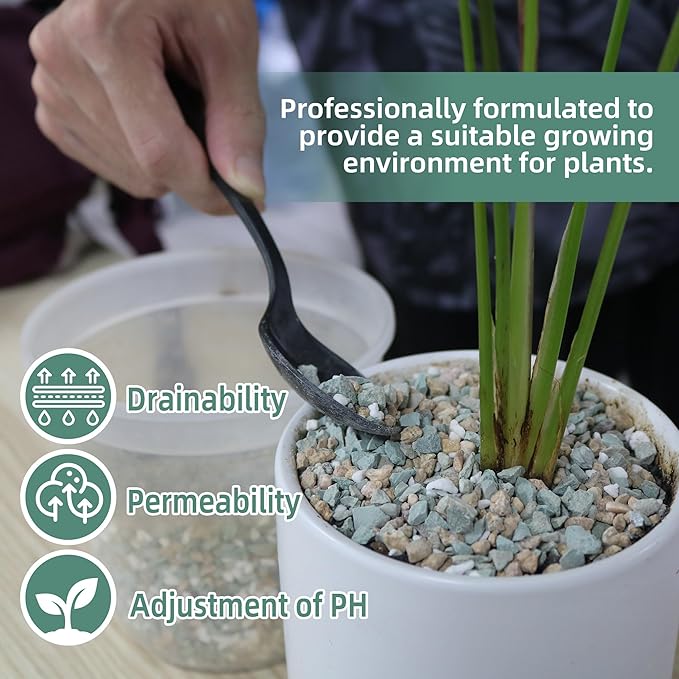 3lb Mix Rocks for Plants in Door -Mix Perlite,Maifanitum Stones,Zeolites Rocks for Bonsai Succulent Cactus Potting Soil and Vase Fillers, Fairy Gardening,Top Dressing