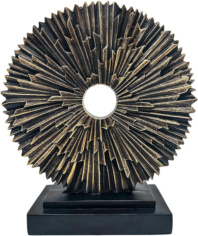 aboxoo Abstract Staute,Modern Decorative Home Decor,Office Desk Sculpture for Men,Creative Round Line Ornament for Bookshelf,Bedroom,Desktop,Dining Table(Copper Black)