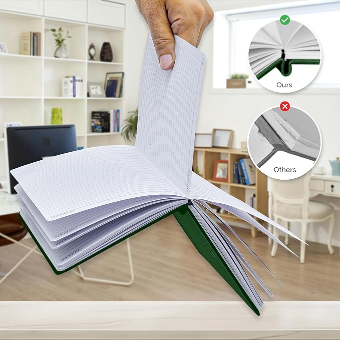 Nextnoid Lined Hardcover Journal Notebook - 120 GSM Thick Paper A5 Notebook Journal for Men 160 Pages - Perfect Journals for Writing, Journaling and Note-Taking (Green,Ruled)