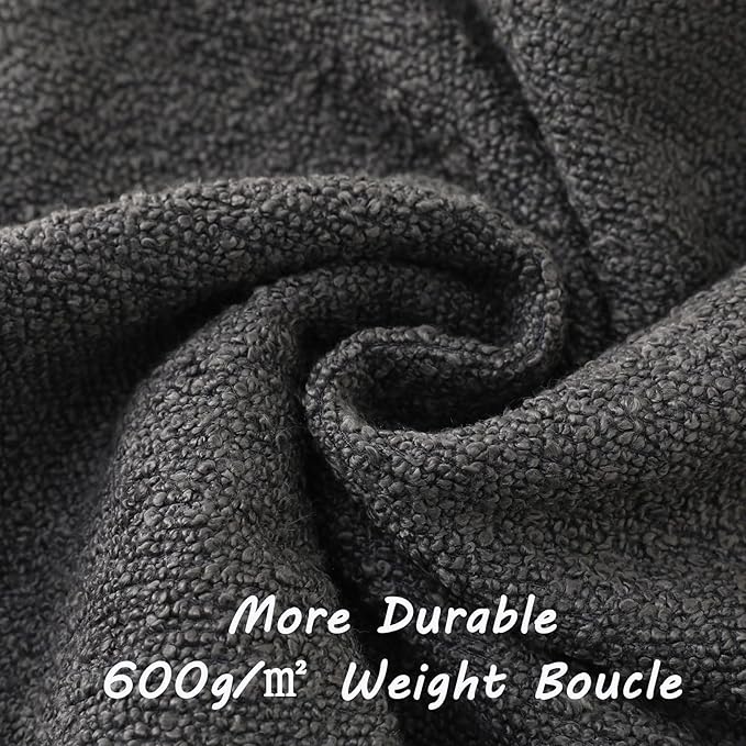 FUTEI Pack of 2 Dark Grey Decorative Throw Pillow Covers 24x24 Inch Soft Cozy Solid Boucle Textured European Cushion Case,Modern Home Decor for Couch Bed Living Room