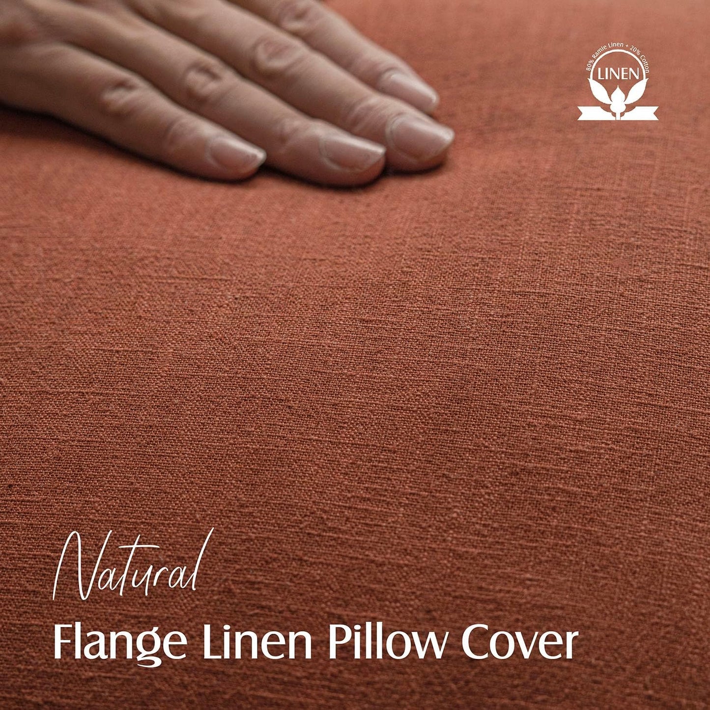 Foindtower Pack of 2, Decorative Linen Soild Throw Pillow Covers Soft Accent Cushion Case Farmhouse Neutral Pillowcase for Chair Couch Sofa Bedroom Living Room Home Decor 22 x 22 Inch Fall Rust Orange