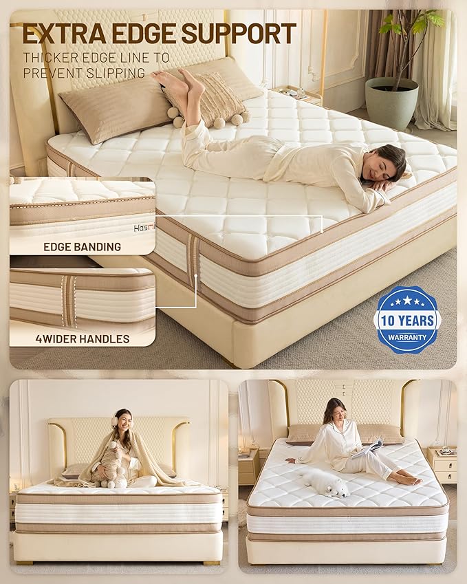 12Inch Queen Mattress, Premium Hybrid Pocket Springs & Cooling Gel Memory Foam, Medium Firm Support, Motion Isolation, Edge Support, CertiPUR-US Certified