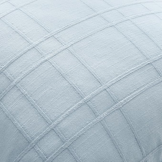 MIULEE Decorative Linen Check Lumar Throw Pillow Covers Neutral Farmhouse Vintage Pillow Covers 12x20 Set of 2 Boho Modern Home Decor for Sofa Couch Bedroom Cushion Coastal Blue