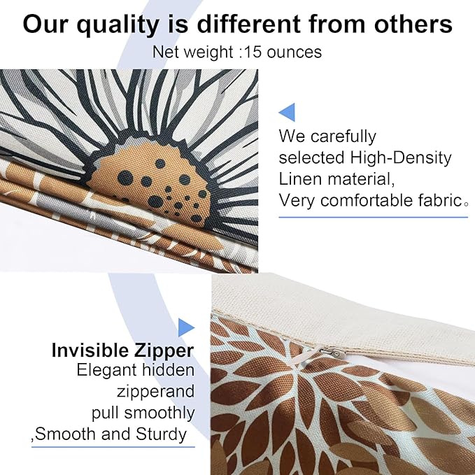 Decorative Throw Pillow Covers Set of 4 Coffee Pillow Covers 18x18 inch Fall Throw Pillow Cover Linen Square Pillowcases Cushion Cover,Boho Pillow Covers for Couch Sofa Farmhouse Home