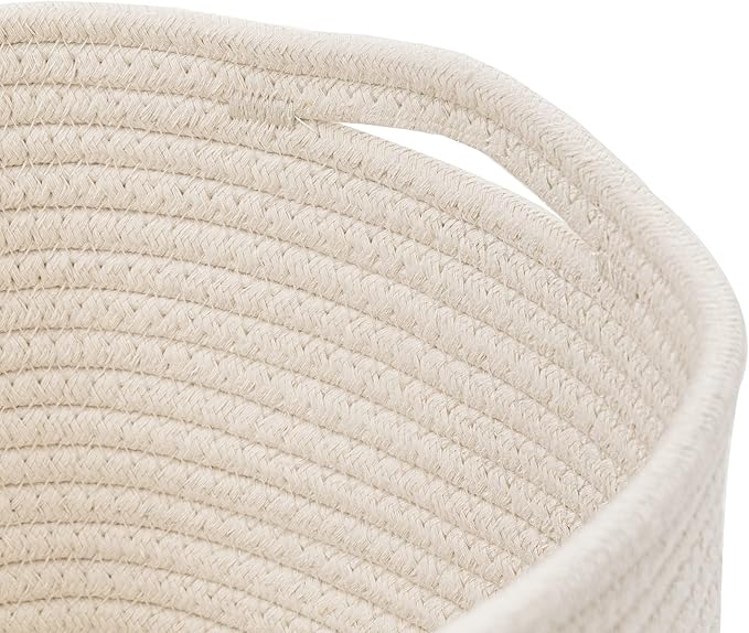 UBBCARE 3-Pack Woven Rope Shelf Baskets - 15x10x9in Decorative Storage Basket for Toys, Kids Playroom, Closet Organization & Cube Storage Organizer | Gift Basket Empty, Beige