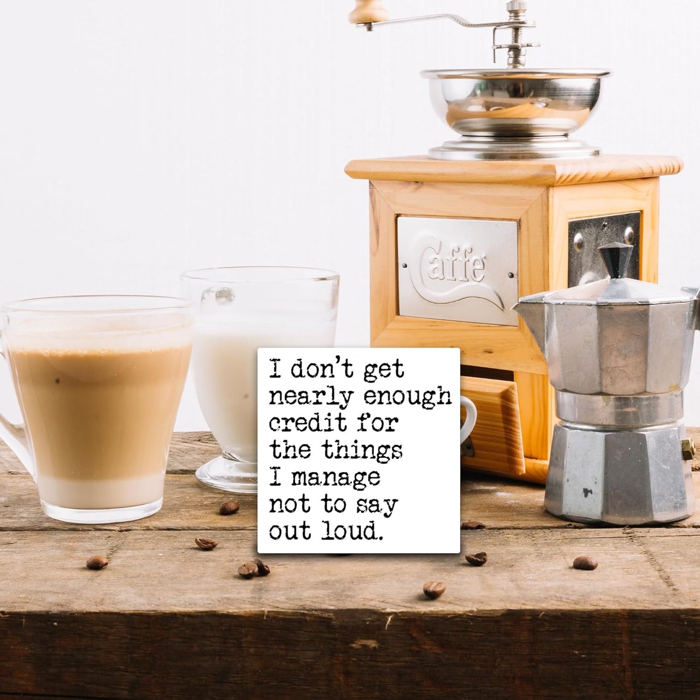 I Don't Get Nearly Enough Credit For The Things I Manage Not To Say Out Loud Wooden Block Plaque - White Tabletop Sign Decor - 5"x5" Office Home Wood Block - Funny Desk Favors & Supplies - A19