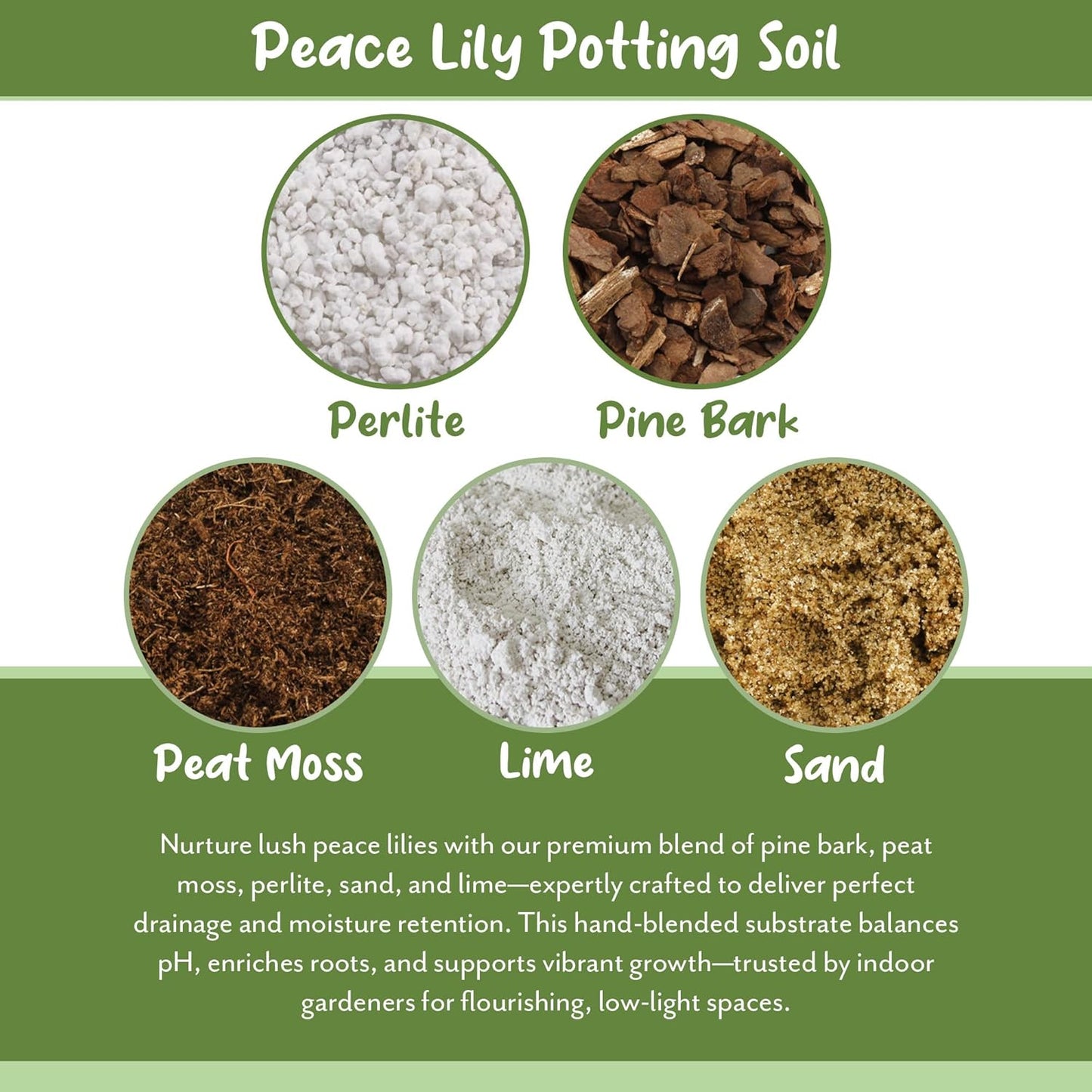Peace Lily Potting Soil Mix (12 Quarts), for Planting, Growing, or Repotting Peace Lily Plants