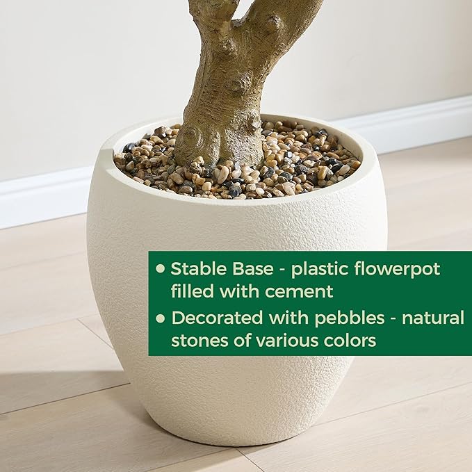 7 Feet Artificial Dracaena Reflexa, Large Faux Tree with White Pot, Tall Dracaena Tree, Fake Plants for Home & Office Decor, Realistic Wood Trunk and Lifelike Leaves