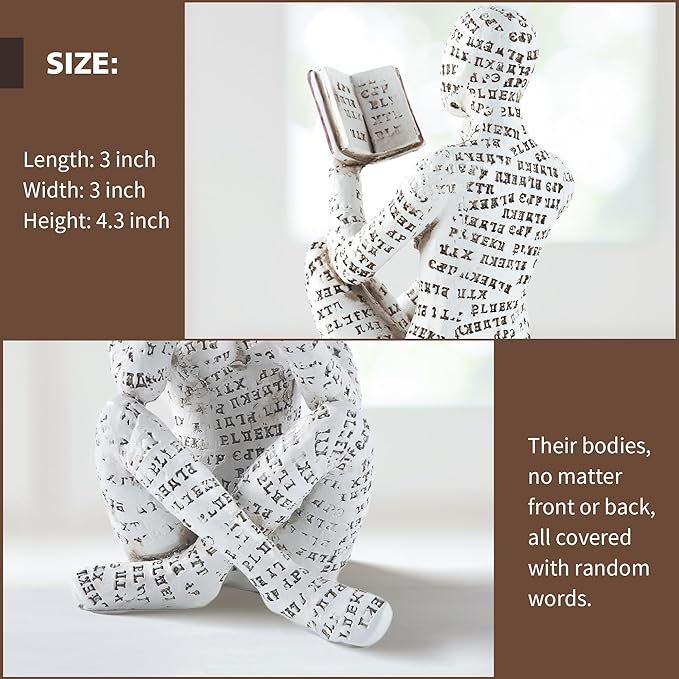 GRAPMKTG Home Decor Pulp Reading Women Thinker Statue Aesthetic Sculpture Room Decor Modern Abstract Decoration on Shelf Table Desk for Living Room Office Bedroom A