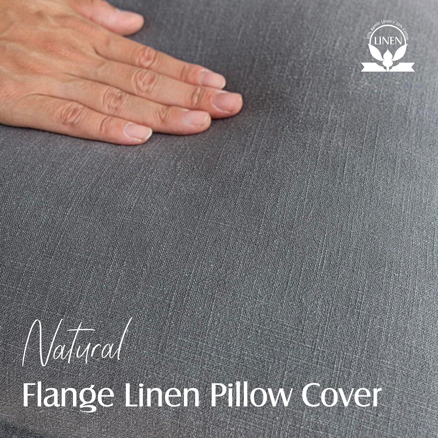 Foindtower Pack of 2, Decorative Linen Soild Throw Pillow Covers Soft Accent Square Cushion Case Boho Farmhouse Pillowcase for Chair Couch Sofa Bedroom Living Room Home Decor 26 x 26 Inch Grey