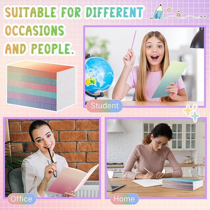 Handepo 100 Pack Composition Notebooks A5/A6 Ruled Lined Composition Kraft Notebooks Bulk Soft Cover Journals Travel Diary Memo for Students Classroom Office Supplies(A5,Gradient Color)