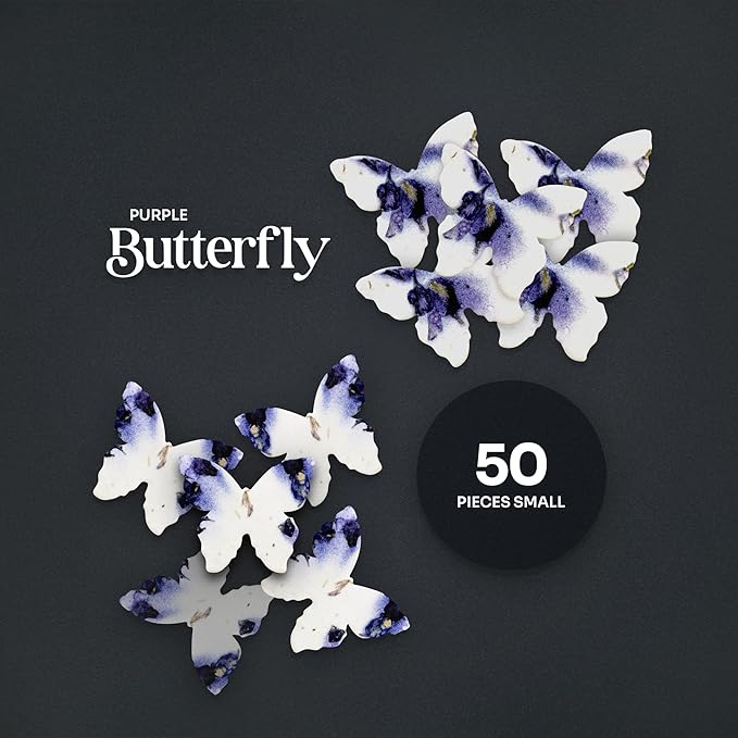 50 pcs Small Seed Paper – Purple Plantable Wildflower Butterflies for Bridal Shower, Wedding Gift, Birthday, Mother's Day & Other Milestone Celebrations