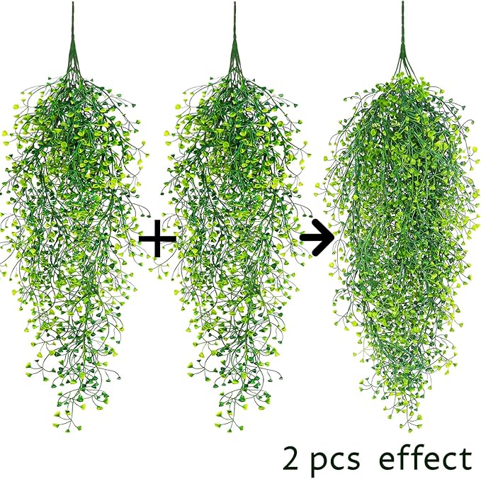 Fake Hanging Plants, 3pcs Faux Hanging Plants, Artificial Plants Ferns Ivy Vine for Wall House Indoor Outdoor Room Home Decor
