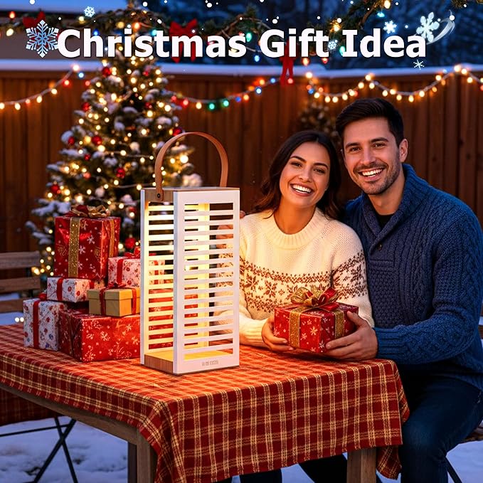 Solar Lantern with Handle - Outdoor Metal Solar Light (7.87×19.69"), Waterproof & Rustproof, 8H Auto-On Warm White Light, Portable for Patio, Porch, Balcony & Garden Decor (White - 1 Pack)