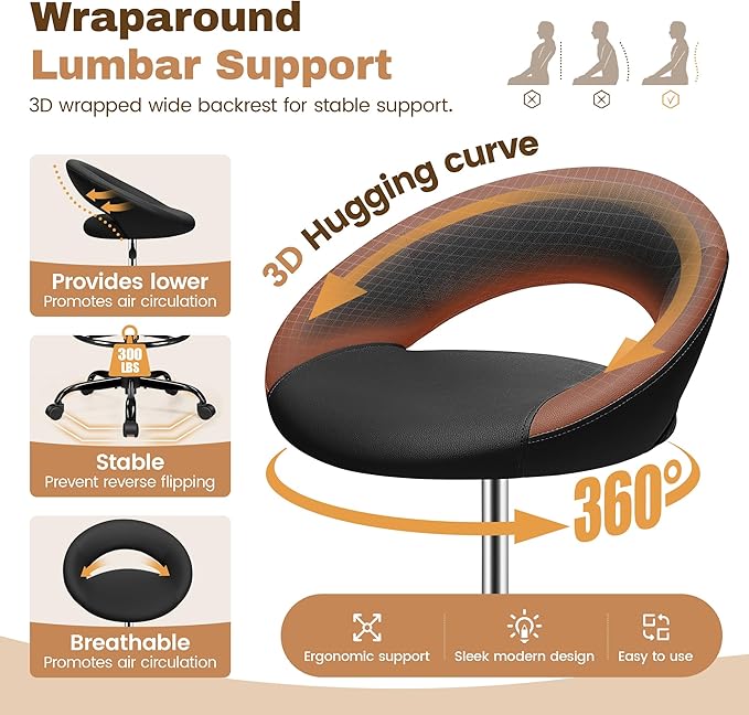 Office Drafting Chair - Bar Stools with Back Support, Adjustable Foot Rest and Wheels, Shop Rolling Swivel Chair for Standing Desk Counter Kitchen Salon Home Vanity, Black