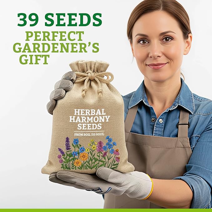 Gardening Gift for Women – 39 Medicinal Herb Seeds Variety Pack, Heirloom Non-GMO, Made in USA, Botanical Gift Set