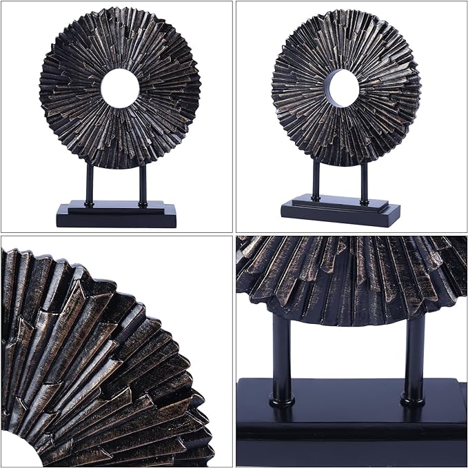 Minimalist Round Statue Above Cabinet Decor Kitchen, Modern Decorative Sculpture Home Decorations for Living Room Coffee Table, Office Decor Items, Center Pieces Decoration (Black)