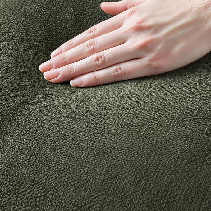 MIULEE Decorative Throw Pillow Covers Neutral Linen Fringe Throw Pillows Set of 2 Rifle Green Boho Farmhouse Cushion Covers with Tassels for Couch Sofa Bed Living Room Spring Home Decor 18x18 Inch