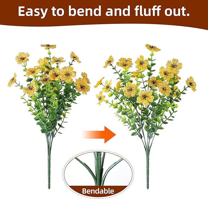 Ivydale Fall Flowers Artificial for Decoration Outdoors Fake Mums 12 Bundles Faux Planters UV Resistant Look Real for Autumn Home Porch Patio Garden Yard, Orange Yellow