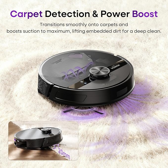 MONSGA Robot Vacuum and Mop Combo, 5000Pa Robotic Vacuum with Lidar Navigation, 180mins Runtime, Tangle-Free Robot Mop, 5 Editable Maps, APP/Remote/Voice Control, Ideal for Hard Floors and Carpets