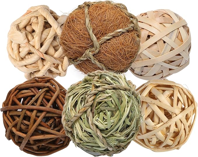 Set of 6 Decorative Balls for Bowls，2.8 inch Wicker Rattan Balls Decorative Orbs，vase fillers for centerpieces，Bowl fillers for Home Decor