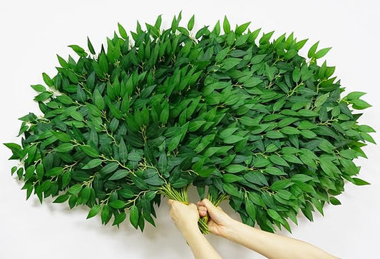 56pcs Italian Ruscus Greenery 68cm Artificial Greenery Stems Leaf Greenery Garland for Wedding Arch Flowers Centerpieces Balloon Arch Home Decor