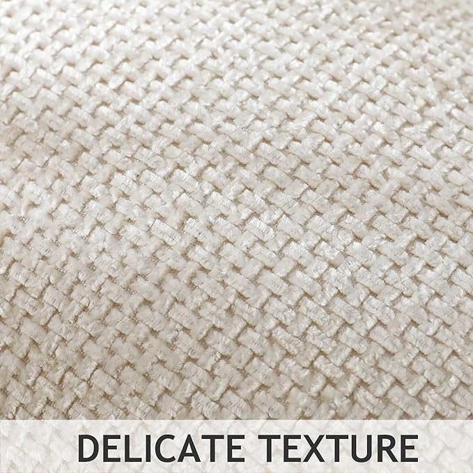 Stellhome Pack of 2 Woven Textured Decorative Throw Pillow Covers Soft Chenille Accent Luxury Cushion Cases for Living Room Couch Bed Sofa Farmhouse Boho Home, 12x20 inch, Cream