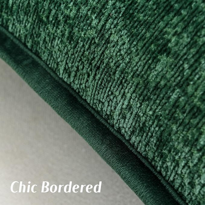 FUTEI Dark Green Chenille Throw Pillow Covers 24x24 Inch Set of 2,Soft Cozy Bound Edge Design European Cushion Cover,Home Decor for Couch Bed Living Room
