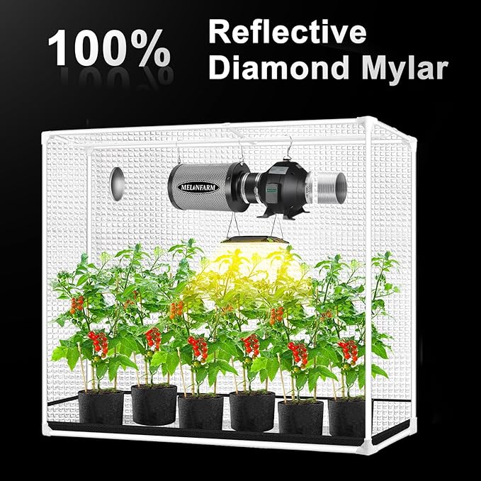 MELONFARM 4x2 Grow Tent, 48"x24"x60" Double Transparent Viewing Door Indoor Grow Tent, Growing Tent with High Reflective Mylar & Floor Tray, Plant Tent for Indoor Hydroponics Growing